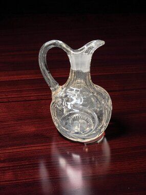 Vintage 1950s Clear Hand Blown Chrystal Dragon Design Cruet Missing Lid